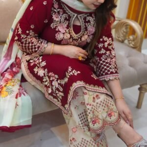 Elevate your style with our Red Three-Piece set,