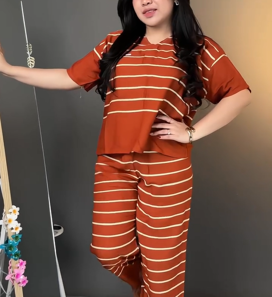 Upgrade Premium Cotton 2-Piece Striped Co-ord Sets